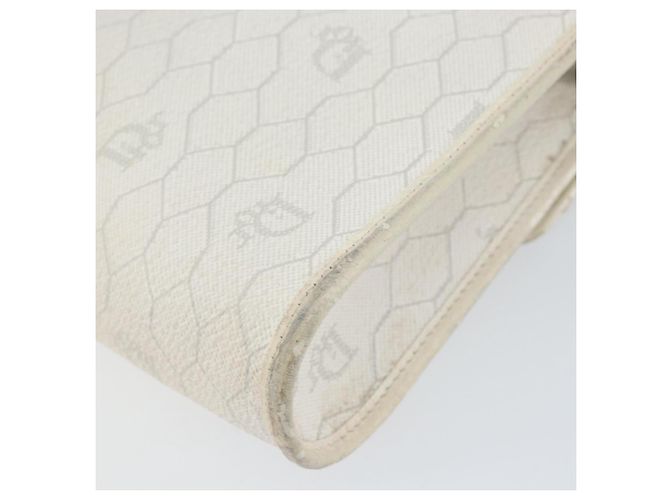 Christian Dior Borsa a spalla in tela a nido d'ape PVC oro bianco Auth 151351 - vista 12