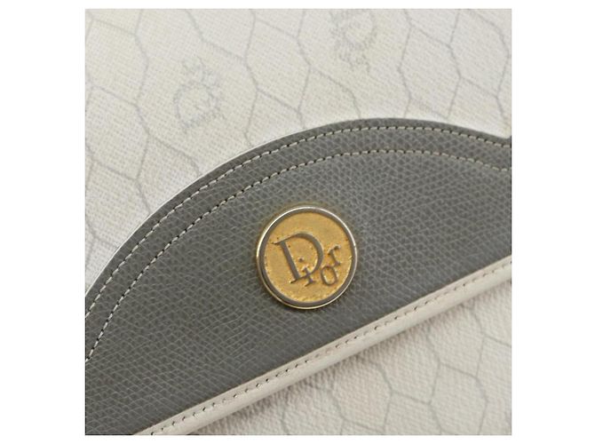 Christian Dior Borsa a spalla in tela a nido d'ape PVC oro bianco Auth 151351 - vista 14