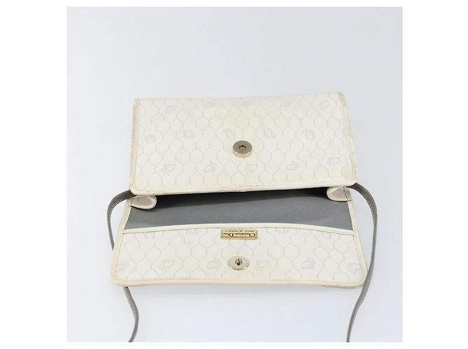 Christian Dior Borsa a spalla in tela a nido d'ape PVC oro bianco Auth 151351 - vista 15