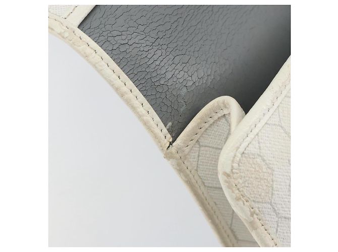Christian Dior Borsa a spalla in tela a nido d'ape PVC oro bianco Auth 151351 - vista 17