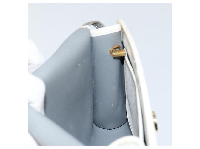 Christian Dior Borsa a spalla in tela a nido d'ape PVC oro bianco Auth 151351 - vista 19