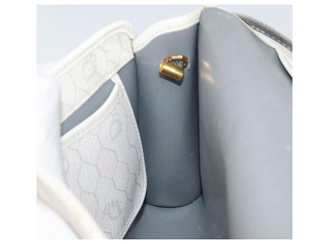 Christian Dior Borsa a spalla in tela a nido d'ape PVC oro bianco Auth 151351 - vista 20