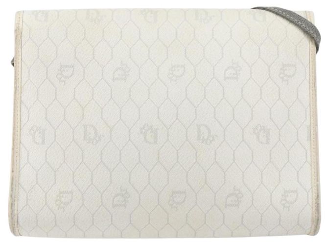 Christian Dior Borsa a spalla in tela a nido d'ape PVC oro bianco Auth 151351 - vista 3