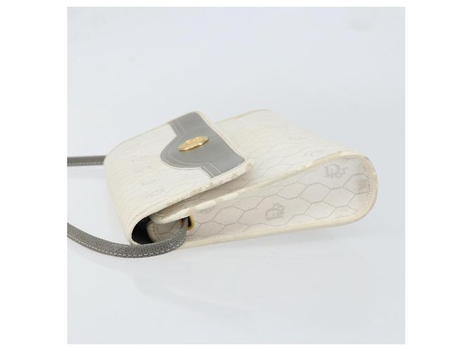Christian Dior Borsa a spalla in tela a nido d'ape PVC oro bianco Auth 151351 - vista 5