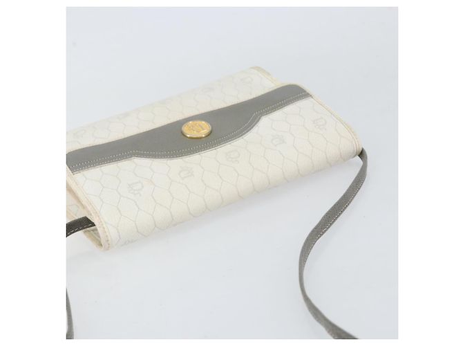 Christian Dior Borsa a spalla in tela a nido d'ape PVC oro bianco Auth 151351 - vista 6