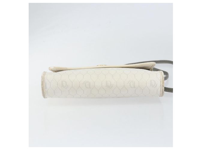 Christian Dior Borsa a spalla in tela a nido d'ape PVC oro bianco Auth 151351 - vista 9