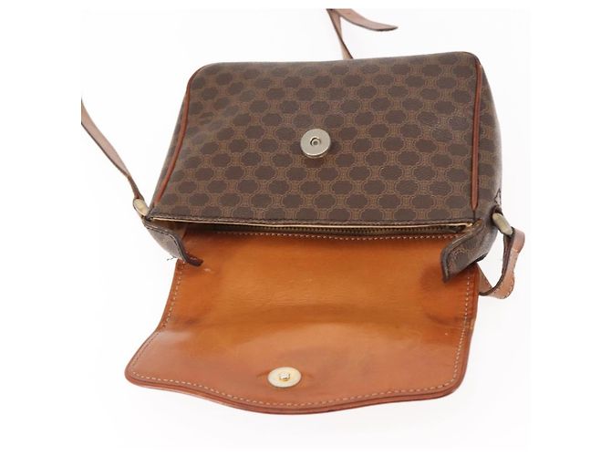 Céline Borsa a Spalla in Tela Macadam CELINE in Pelle PVC Marrone Oro Auth BA6722 D'oro - vista 15
