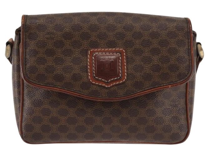 Céline Borsa a Spalla in Tela Macadam CELINE in Pelle PVC Marrone Oro Auth BA6722 D'oro - vista 2