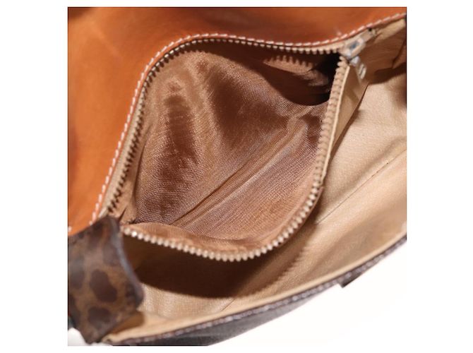 Céline Borsa a Spalla in Tela Macadam CELINE in Pelle PVC Marrone Oro Auth BA6722 D'oro - vista 20