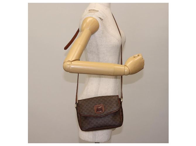 Céline Borsa a Spalla in Tela Macadam CELINE in Pelle PVC Marrone Oro Auth BA6722 D'oro - vista 22