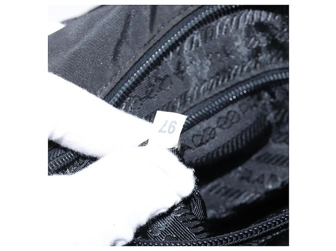 PRADA Borsa a mano in nylon nera Auth ki6098 Nero - vista 12