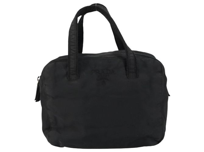 PRADA Borsa a mano in nylon nera Auth ki6098 Nero - vista 13