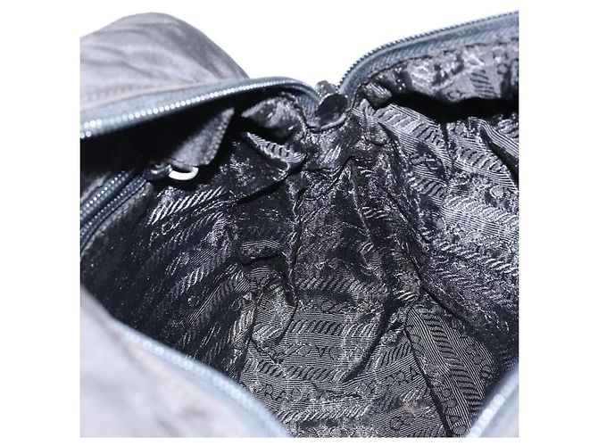 PRADA Borsa a mano in nylon nera Auth ki6098 Nero - vista 18