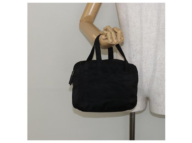 PRADA Borsa a mano in nylon nera Auth ki6098 Nero - vista 21