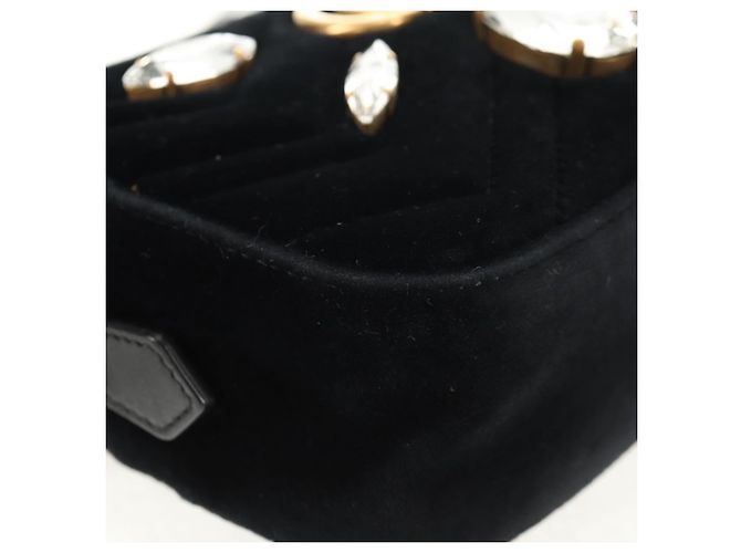 Gucci Borsa a spalla GG Marmont in velluto nero e oro 448065 Auth 145252M D'oro - vista 11