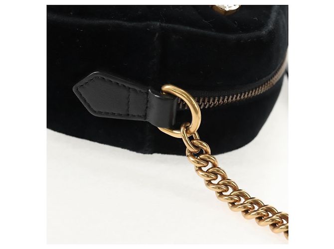 Gucci Borsa a spalla GG Marmont in velluto nero e oro 448065 Auth 145252M D'oro - vista 15
