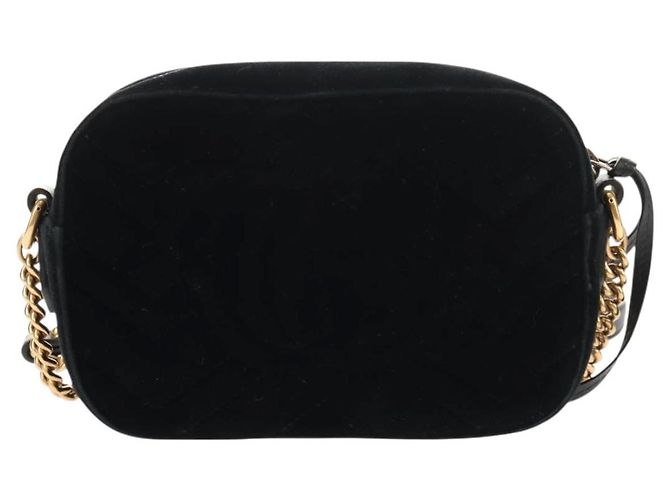 Gucci Borsa a spalla GG Marmont in velluto nero e oro 448065 Auth 145252M D'oro - vista 3