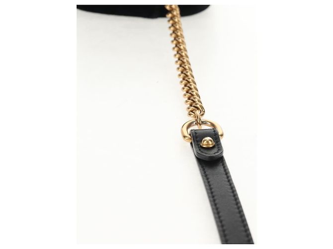 Gucci Borsa a spalla GG Marmont in velluto nero e oro 448065 Auth 145252M D'oro - vista 8