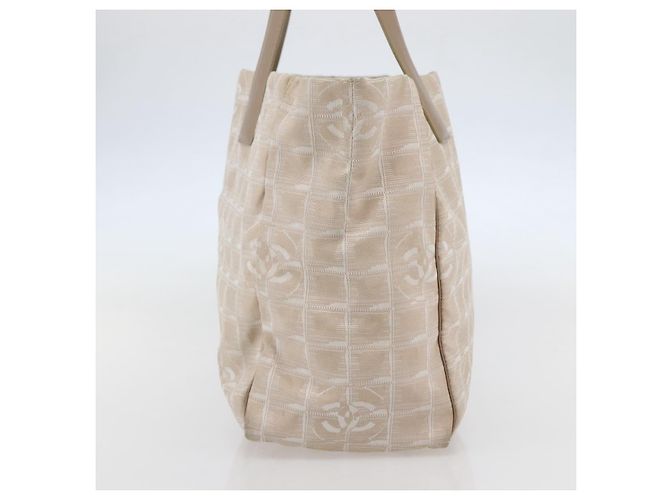 CHANEL Nuova Borsa Tote da Viaggio Nylon Beige Oro CC Auth gh841 D'oro - vista 4