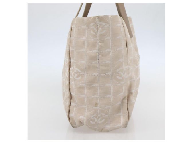 CHANEL Nuova Borsa Tote da Viaggio Nylon Beige Oro CC Auth gh841 D'oro - vista 5