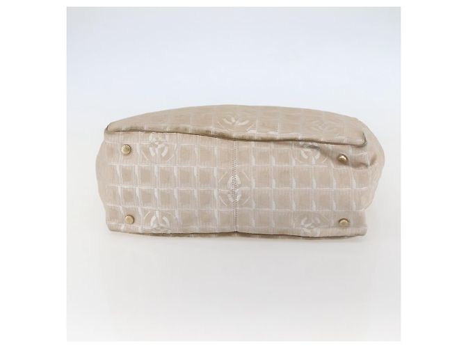 CHANEL Nuova Borsa Tote da Viaggio Nylon Beige Oro CC Auth gh841 D'oro - vista 9