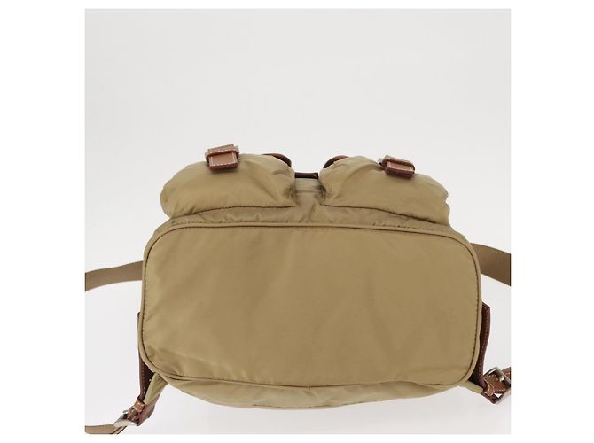 PRADA Backpack Nylon Beige Silver Auth 153987 Silvery - view 13