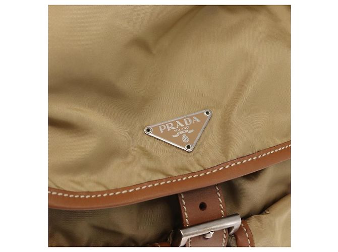 PRADA Backpack Nylon Beige Silver Auth 153987 Silvery - view 18