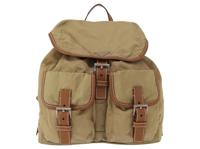 PRADA Backpack Nylon Beige Silver Auth 153987 Silvery - view 2