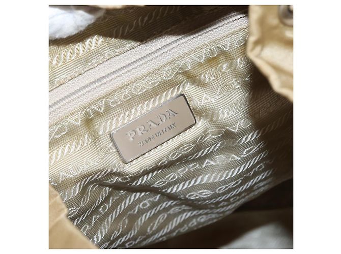 PRADA Backpack Nylon Beige Silver Auth 153987 Silvery - view 21