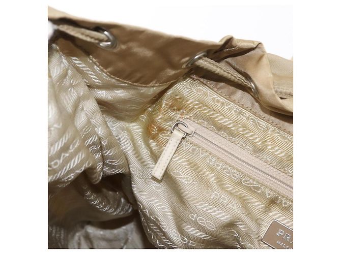 PRADA Backpack Nylon Beige Silver Auth 153987 Silvery - view 25
