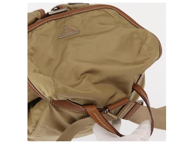 PRADA Backpack Nylon Beige Silver Auth 153987 Silvery - view 6