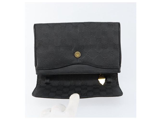Borsa a Spalla GG Canvas Gucci Nera Oro Auth ep11997 Nero D'oro - vista 13