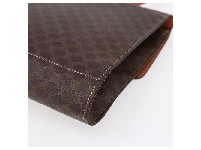 Céline CELINE Macadam Canvas Circle Shoulder Bag PVC Leather Brown Gold Auth 153465 Golden - vue 12