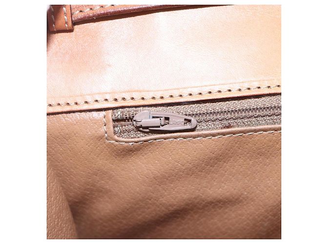 Céline CELINE Macadam Canvas Circle Shoulder Bag PVC Leather Brown Gold Auth 153465 Golden - vue 15