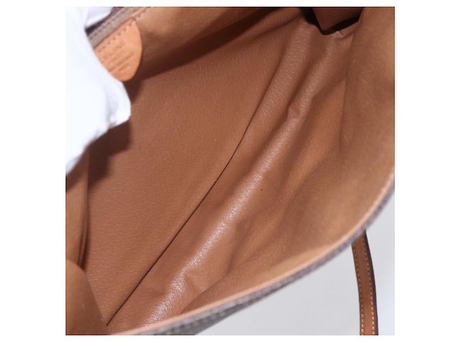 Céline CELINE Macadam Canvas Circle Shoulder Bag PVC Leather Brown Gold Auth 153465 Golden - vue 16
