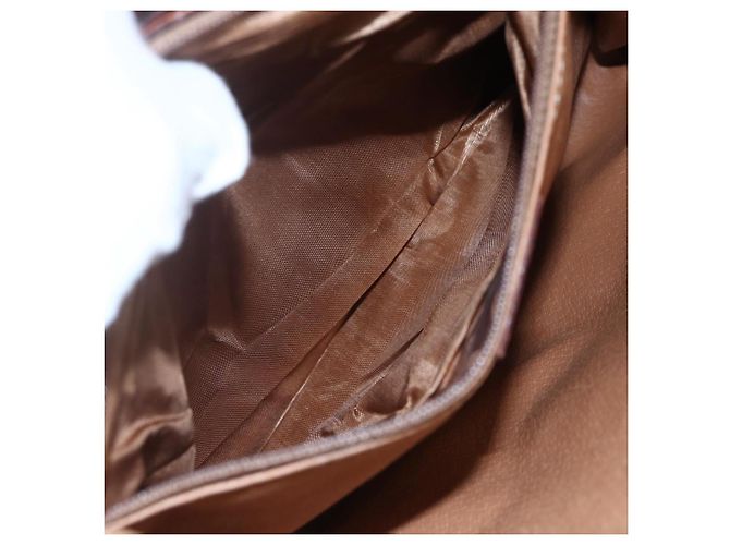 Céline CELINE Macadam Canvas Circle Shoulder Bag PVC Leather Brown Gold Auth 153465 Golden - vue 19