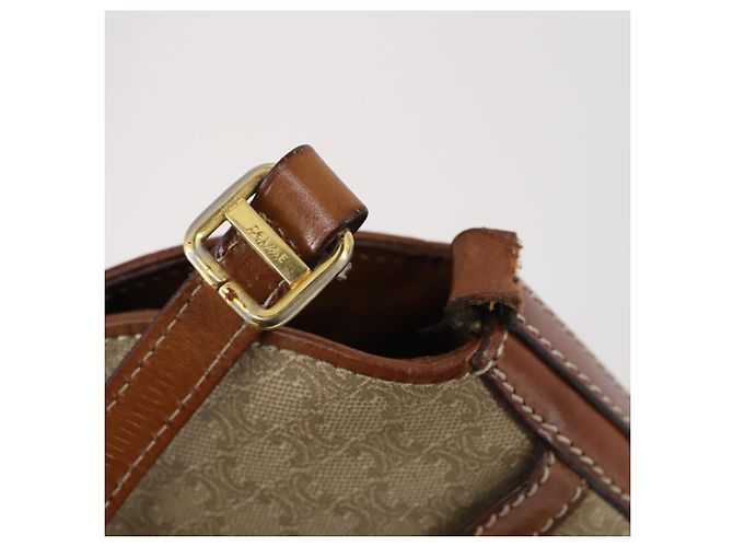 Céline Borsa a Spalla in Tela Macadam CELINE PVC Beige Oro Auth 144940 D'oro - vista 10