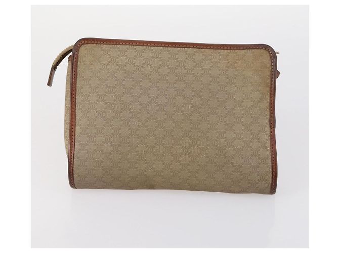 Céline Borsa a Spalla in Tela Macadam CELINE PVC Beige Oro Auth 144940 D'oro - vista 12