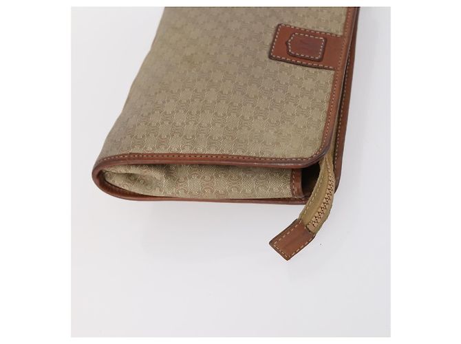 Céline Borsa a Spalla in Tela Macadam CELINE PVC Beige Oro Auth 144940 D'oro - vista 13