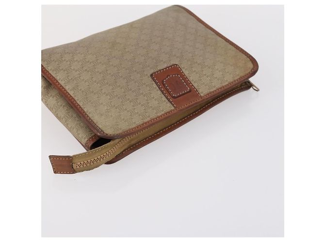Céline Borsa a Spalla in Tela Macadam CELINE PVC Beige Oro Auth 144940 D'oro - vista 14