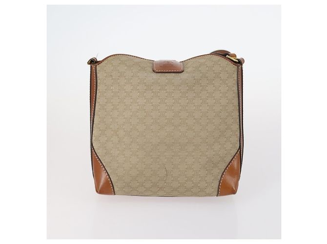 Céline Borsa a Spalla in Tela Macadam CELINE PVC Beige Oro Auth 144940 D'oro - vista 3