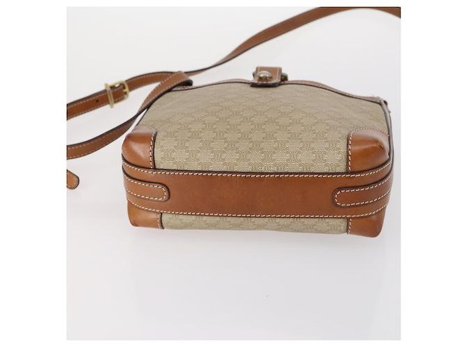 Céline Borsa a Spalla in Tela Macadam CELINE PVC Beige Oro Auth 144940 D'oro - vista 7