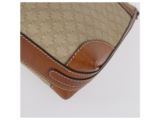 Céline Borsa a Spalla in Tela Macadam CELINE PVC Beige Oro Auth 144940 D'oro - vista 8