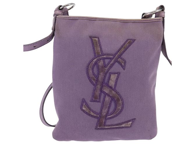 SAINT LAURENT Borsa a Spalla Kahala Canvas Viola Argento Auth gh889 Porpora - vista 2