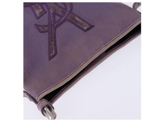 SAINT LAURENT Borsa a Spalla Kahala Canvas Viola Argento Auth gh889 Porpora - vista 6