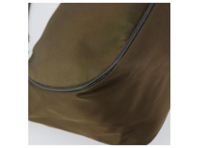 PRADA Schultertasche Nylon Khaki Silber Authentisch 145010 - Ansicht 13