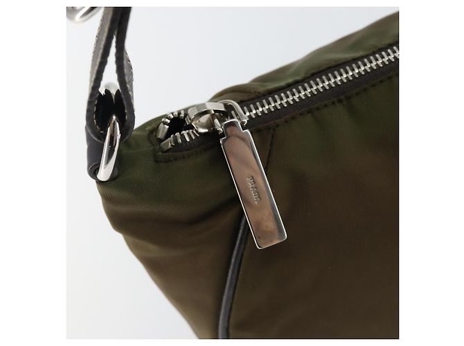 PRADA Schultertasche Nylon Khaki Silber Authentisch 145010 - Ansicht 15