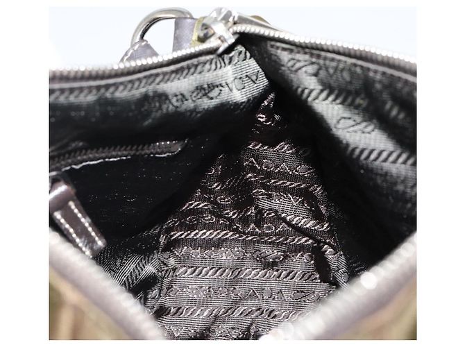 PRADA Schultertasche Nylon Khaki Silber Authentisch 145010 - Ansicht 18