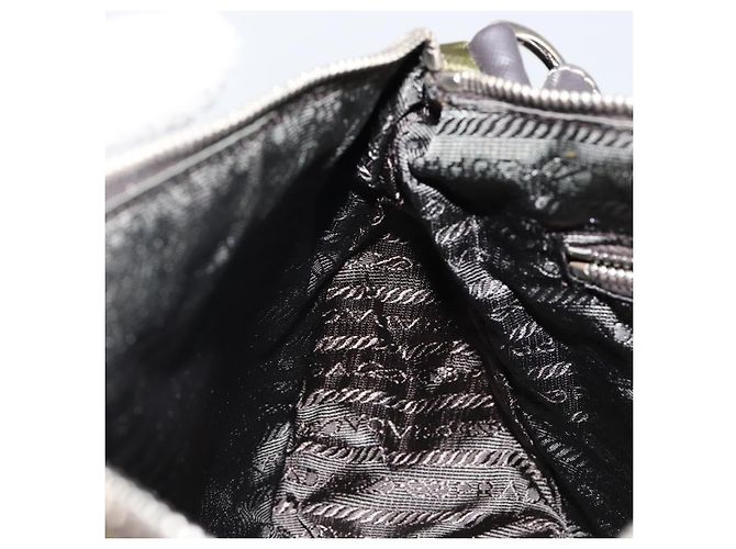 PRADA Schultertasche Nylon Khaki Silber Authentisch 145010 - Ansicht 19