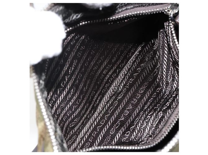 PRADA Schultertasche Nylon Khaki Silber Authentisch 145010 - Ansicht 20